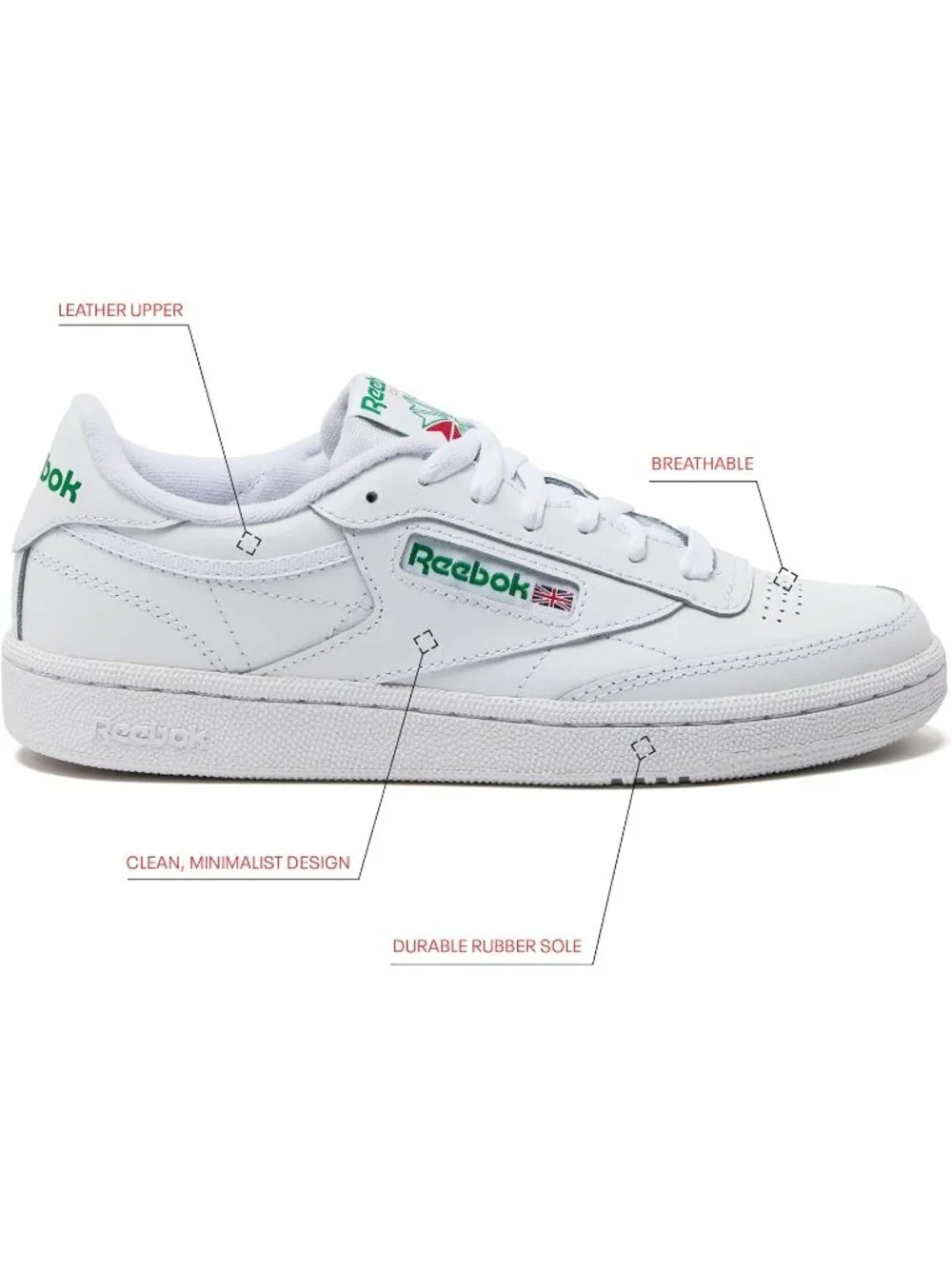 Women's White Reebok C 85 Lightweight Slip On Comfortable Casual Sneakers